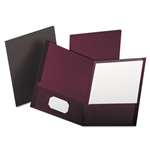 Oxford&reg; Linen Finish Twin Pocket Folders, Letter, Burgundy,25/Box # OXF53441