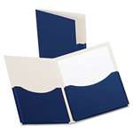 Oxford&reg; Double Stuff Gusseted 2-Pocket Laminated Paper Folder, 200-Sheet Capacity, Navy # OXF54443