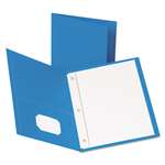 Oxford&reg; Twin-Pocket Folders with 3 Fasteners, Letter, 1/2" Capacity, Light Blue, 25/Box # OXF57701