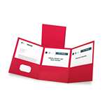 Oxford&reg; Tri-Fold Folder w/3 Pockets, Holds 150 Letter-Size Sheets, Red # OXF59811