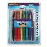Paper Mate&reg; Point Guard Flair Porous Point Stick Pen, Assorted Ink, Medium, 16 per Pack # PAP70644