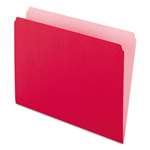 Pendaflex&reg; Two-Tone File Folder, Straight Cut, Top Tab, Letter, Red/Light Red, 100/Box # PFX152RED