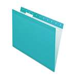 Pendaflex&reg; Reinforced Hanging Folders, 1/5 Tab, Letter, Aqua, 25/Box # PFX415215AQU