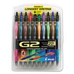 Pilot&reg; G2 Premium Retractable Gel Ink Pen, Assorted Ink, .7mm, 20/Set # PIL31294