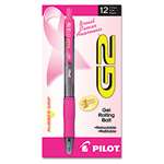 Pilot&reg; G2 Pink Ribbon Roller Ball Retractable Gel Pen, Black Ink, Fine, 1 Dozen # PIL31332