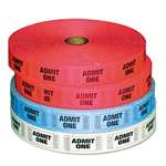 PM Company&reg; Admit-One Ticket Multi-Pack, 4 Rolls, 2 Red, 1 Blue, 1 White, 2000/Roll # PMC59001