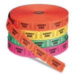 PM Company&reg; Admit One Single Ticket Roll, Numbered, Assorted, 2000 Tickets/Roll # PMC59002