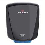 WORLD DRYER Hand Dryer: VERDEdri, Automatic, 12 sec Dry Time, Aluminum, Black, ADA Compliant, 69 dBA, Q-162A2