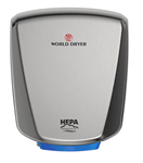 WORLD DRYER Hand Dryer: VERDEdri, Automatic, 12 sec Dry Time, Brushed Stainless Steel, ADA Compliant, Q-973A2