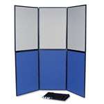 Quartet&reg; ShowIt Six-Panel Display System, Fabric, Blue/Gray, Black PVC Frame # QRTSB93516Q