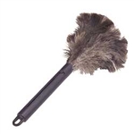 Lambskin R16G retractable ostrich feather duster with 6-inch plume and slide-button handle casing