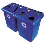 Rubbermaid&reg; Commercial Glutton Recycling Station, Rectangular, Plastic, 92 gal, Blue # RCP1792372