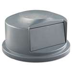 Rubbermaid&reg; Commercial Round Brute Dome Top Receptacle, Push Door, 24 13/16 x 12 5/8, Gray # RCP264788GRA