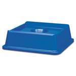 Rubbermaid&reg; Commercial Untouchable Bottle & Can Recycling Top, Square, 20 1/8 x 20 1/8 x 6 1/4, Blue # RCP2791BLU