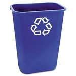 Rubbermaid&reg; Commercial Large Deskside Recycle Container w/Symbol, Rectangular, Plastic, 41 1/4 qt, Blue # RCP295773BE