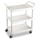 Rubbermaid&reg; Commercial Service Cart, 200-lb Cap, Three-Shelf, 18-5/8w x 33-5/8d x 37-3/4h, Off-White # RCP342488OWH