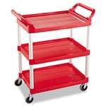 Rubbermaid&reg; Commercial Service Cart, 200-lb Cap, Three-Shelf, 18-5/8w x 33-5/8d x 37-3/4h, Red # RCP342488RED