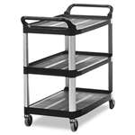 Rubbermaid&reg; Commercial Open Sided Utility Cart, 3-Shelf, 40-5/8w x 20d x 37-13/16h, Black # RCP409100BLA