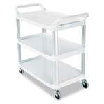 Rubbermaid&reg; Commercial Open Sided Utility Cart, 3-Shelf, 40-5/8w x 20d x 37-13/16h, Off-White # RCP409100CM