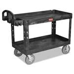 Rubbermaid&reg; Commercial Heavy-Duty Utility Cart, Two-Shelf, 26w x 55d x 33-1/4h, Black # RCP4546BLA