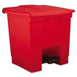 Rubbermaid&reg; Commercial Indoor Utility Step-On Waste Container, Square, Plastic, 8gal, Red # RCP6143RED