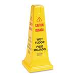 Rubbermaid&reg; Commercial Four-Sided Caution, Wet Floor Safety Cone, 10-1/2w x 10-1/2d x 25-5/8h, Yellow # RCP627777