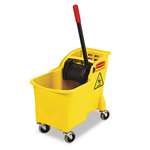 Rubbermaid&reg; Commercial Tandem 31qt Bucket/Wringer Combo, Yellow # RCP738000YEL