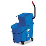 Rubbermaid&reg; Commercial WaveBrake Side-Press Wringer/Bucket Combo, 8.75gal, Blue # RCP758888BLU