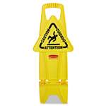 Rubbermaid&reg; Commercial Stable Multi-Lingual Safety Sign, 13w x 13 1/4d x 26h, Yellow # RCP9S0900YEL