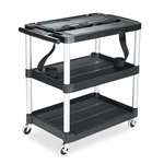 Rubbermaid&reg; Commercial Media Master AV Cart, 3-Shelf, 18-3/4w x 32-3/4d x 33h, Black # RCP9T28