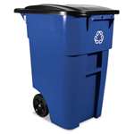 Rubbermaid&reg; Commercial Brute Recycling Rollout Container, Square, 50gal, Blue # RCP9W2773BLU