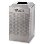 Rubbermaid&reg; Commercial Silhouette Waste Receptacle, Square, Steel, 29 gal, Silver Metallic # RCPDCR24TSM