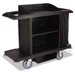 Rubbermaid&reg; Commercial Housekeeping Cart, 22w x 60d x 50h, Black # RCPFG618900BLA