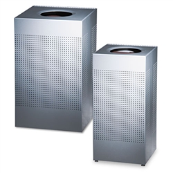 Rubbermaid&reg; Commercial Designer Line Silhouettes Receptacle, Steel, 16 gal, Silver Metallic # RCPSC14EPLSM