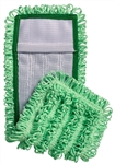 Green 18-inch microfiber canvas-back pocket mop pad for commercial flat-mop floor cleaning