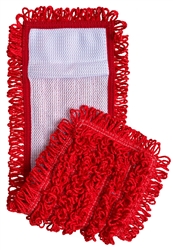 18 inch red microfiber pocket mop with canvas back for wet and dry floor cleaning