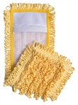 Yellow 18 inch canvas back microfiber pocket mop pad for commercial wet and dry floor cleaning S-PKTYEL