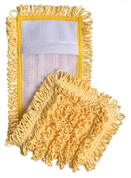 Yellow 18 inch canvas back microfiber pocket mop pad for commercial wet and dry floor cleaning S-PKTYEL