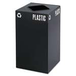 Safco&reg; Public Square Recycling Container, Square, Steel, 25 gal, Black # SAF2981BL