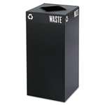 Safco&reg; Public Square Recycling Container, Square, Steel, 31 gal, Black # SAF2982BL