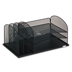 Safco Desk Organizer, 6 Sections, Steel Mesh, 19 3/8w x