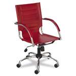 Safco&reg; Flaunt Series Mid-Back Manager's Chair, Red Leather/Chrome # SAF3456RD