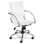 Safco&reg; Flaunt Series Mid-Back Manager's Chair, White Leather/Chrome # SAF3456WH