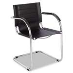 Safco&reg; Flaunt Series Guest Chair, Black Leather/Chrome # SAF3457BL