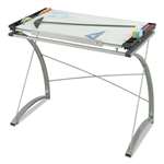 Safco&reg; Xpressions Glass Top Drafting Table, 40-3/4w x 23-3/4d x 31-1/2h, Silver # SAF3966TG