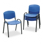 Safco Contour Stacking Chairs, Blue w/Black Frame, 4/Ca