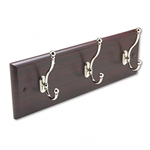 Safco Wall Rack, Three Double-Hooks, Wood, Mahogany # S