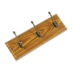 Safco Wall Rack, Three Double-Hooks, Wood, Medium Oak #