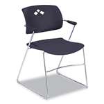 Safco&reg; Veer Series Stacking Chair w/Arms, Sled Base, Black/Chrome, 4/Carton # SAF4286BL