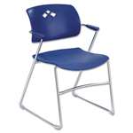 Safco&reg; Veer Series Stacking Chair w/Arms, Sled Base, Blue/Chrome, 4/Carton # SAF4286BU